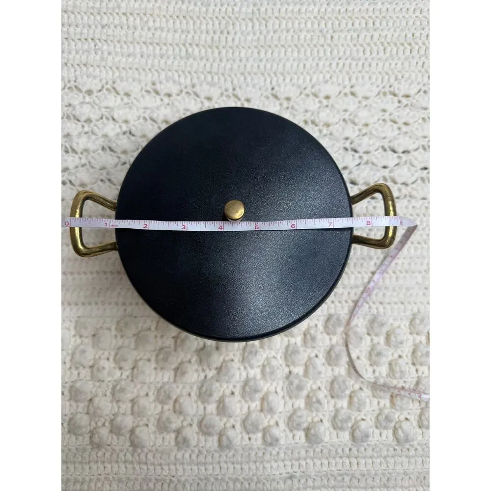 SALUTELLA COOKWARE MADE IN ITALY Mini Stock Pot with Lid Black Gold Handles